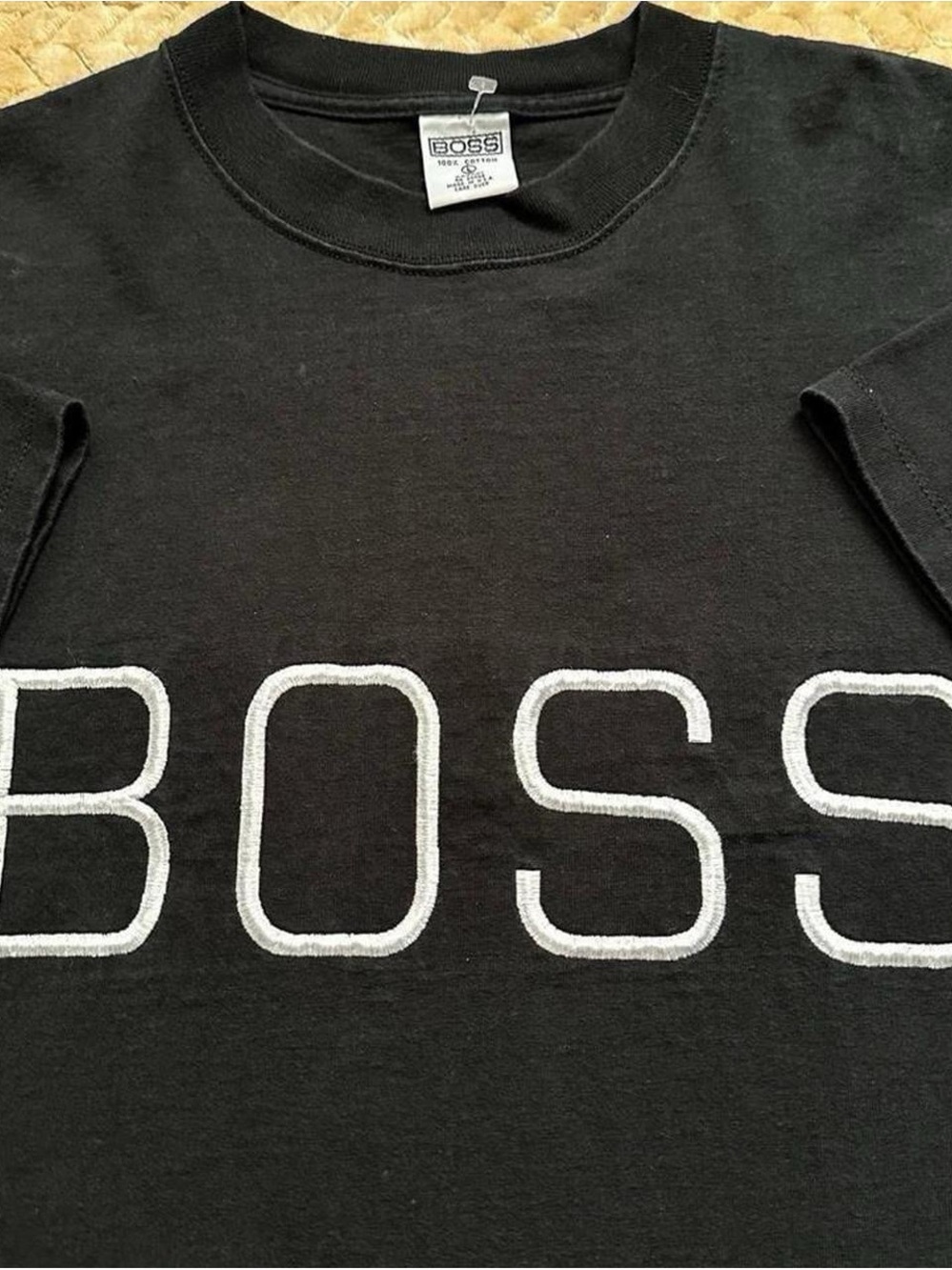 Vintage 1990s BOSS Black Logo Crewneck Shirt Mens large